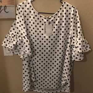 White polka dot blouse